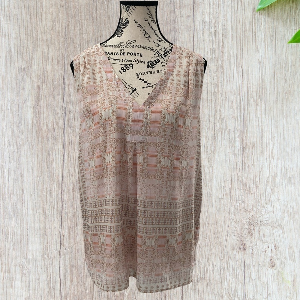 Tabitha Webb Chiffon Floral Print Sleeveless Blouse Top NWT Size L